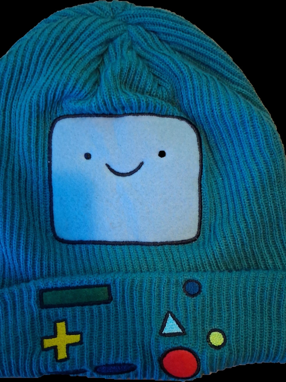 Adventure Time BMO Character Beanie Hat in Teal with Multicolor Accents